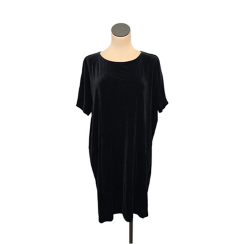 Eileen Fisher Dress Womens‎ Medium Velvet Short Sleeve Relaxed Fit Knee Length